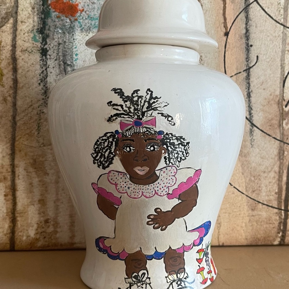 Hand painted apothecary jar